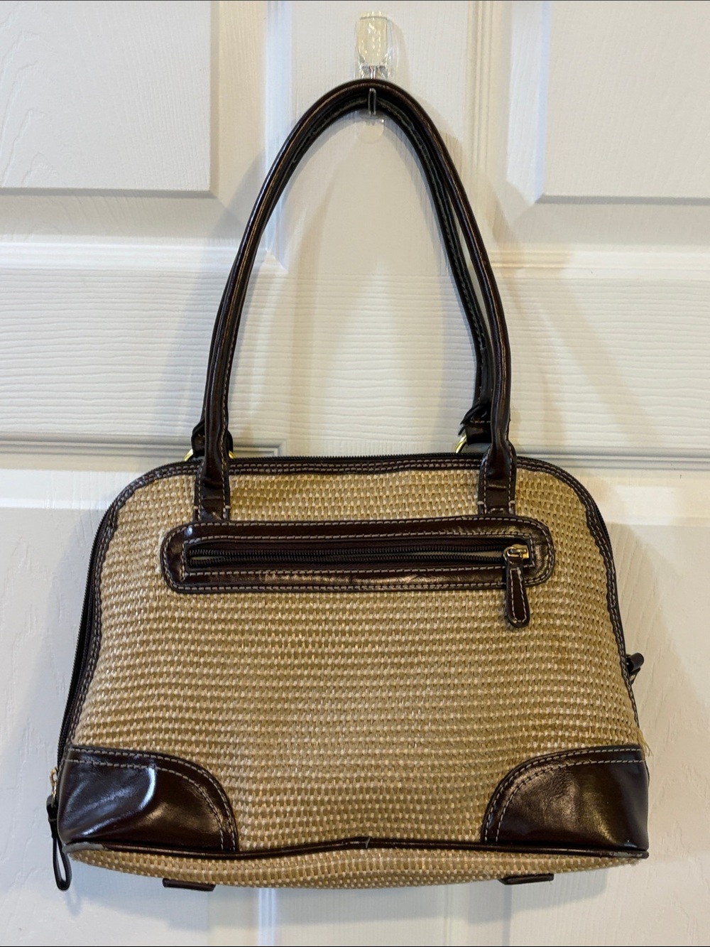 Gianni Bernini Tan Woven Shoulder Bag with Brown Trim - Picture 3 of 13